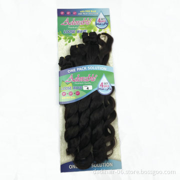 Adorable Wholesale heat resistant synthetic hair weft 4pcs 18"20"22" loose deep wave synthetic hair weaving free braid mixed